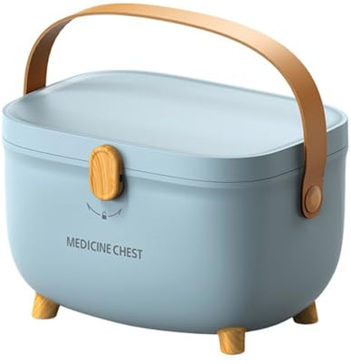 Medikamenten Aufbewahrung,Medizinbox Hausapotheke box mit Griff und herausnehmbarem Fach,Doppellagig Multifunción Aufbewahrungsbehälter Große Kapazität für Medikamente,Gadgets,Kosmetische(Blau)