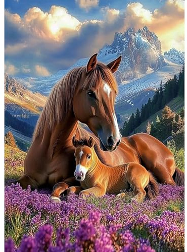 KEYIFA 5D Diamond Painting Kit Completo, Caballo Cristal Lienzo Foto Pintura Diamante para Adultos, Diamond Painting Art con Accesorios DecoracióN De Pared Hogar 30x40cm