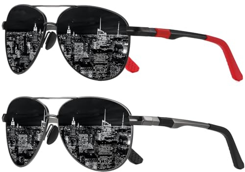 LEDING&BEST Polarizadas Gafas de Sol para Hombre y Mujer Tipo Militar Clásico Montura Al-Mg metálica ultraligera Protección UV400 Piloto para Conducir Playa Ciclismo Pesca Golf