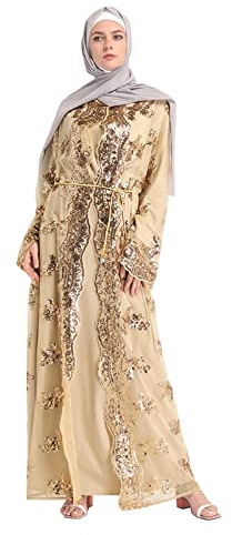 Amxleh Muslimisches Kleid Damen V-Ausschnitt Blumen Stickerei Lang Abendkleid Elegant Kaftan Traditioneller Gebetskleidung Outfit Arabisch Gebetskleid Heißgeprägtes, Modisches, Langärmeliges Kleider