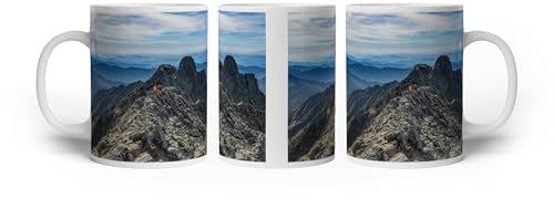 deyoli Taza con diseño de Los Alpes japoneses gigantes, 300 ml, de cerámica blanca/taza de café/idea de regalo