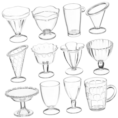 MAGICLULU Lot de 12 Mini Tasses en Plastique Transparent pour Maison De Poupée, Vaisselle Miniature Polyvalente, Accessoires Créatifs pour Garçon Et Filles, Jeu D’Imitation Et Décoration Miniature