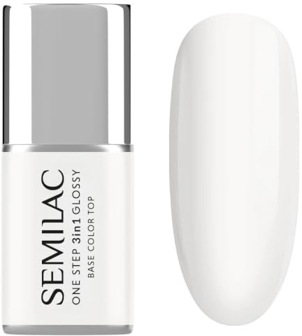 S251 Semilac UV-nagellack 3-i-1 One Step Glossy Coconut Cream 7 ml – krämvit UV gel nagellack 3-i-1 | mild kräm | för snabba naglar