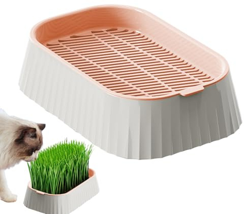 Katzengras-Züchter – Indoor-Haustier-, doppellagiger Hydrokultur-Pflanzkasten | erdlose Weizengras-Keimschale für gesunde Kätzchenernährung, leicht zu reinigender Pflanzbehälter für Zuhause