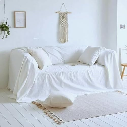 L'Emporio Casa Telo Copridivano Copriletto Tela Grossa Robusta Cotone in Panama 160X260-260x280-360x280 Misure Maxi Lenzuolo Copritutto Cotone Granfoulard Made Italy (Bianco, 160x280)