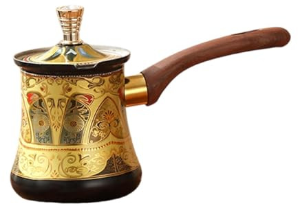 FytStycale Cafetière Turque Casserole à Lait avec Couvercle en Acier Inoxydable pour Café Turc Chocolat Thé Poignée Anti-chaleur Convient Maison Cuisine, 350 Ml