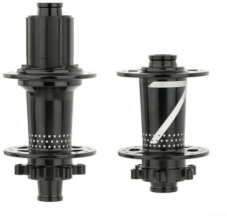 Linnkyfloa Bike Hub Set 4 Bearings 32H 7-12 Thru Axle 15x100/12x142mm 6-Bolt Disc Front and Rear Wheel Aluminum Alloy Black(Black)