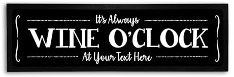 Bang Tidy Clothing Personalised Bar Runner Mat - Novelty Beer Gifts for Home Bars Pubs - Wine O'Clock