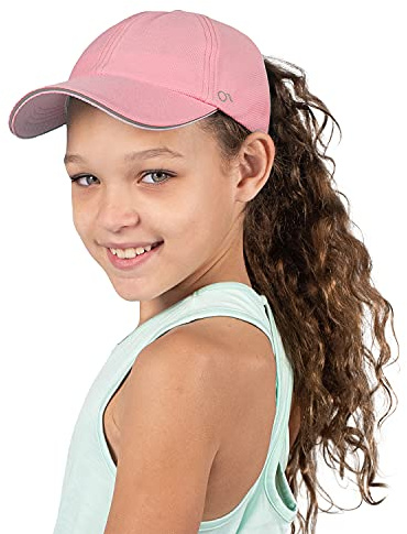 Ponyflo Kids Active Ponytail Hat - Baseball Hat with Full Back Opening for Girls Ages 7-12 Years - UV Certified Protection