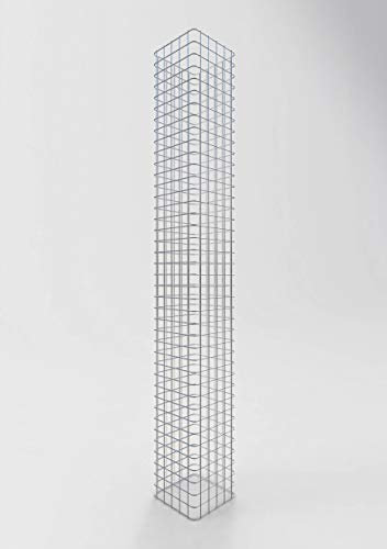 GABIONA Columna de gaviones rectangular galvanizada, 27 cm x 27 cm, 200 cm de altura, MW 5 cm x 5 cm