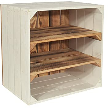 CHICCIE Weinregal Wino aus Holz - Greta Geflammt 2X Regal Holzkiste
