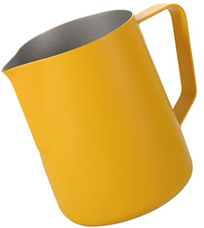 Dianoo Espresso Steaming Pitcher 600ml, Milk Frothing Pitcher Stainless steel, Coffee Milk Frothing Cup, Coffee jug, Latte Art, Yellow (Pitcher2110Yellow600)