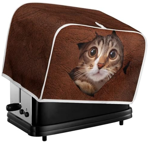 Doojoayie Cat in Wall 2 Slice Toaster Cover Toaster Storage Bag Bread Maker Cover Stain Resistant for Kitchen Small Appliance,Gift for Women