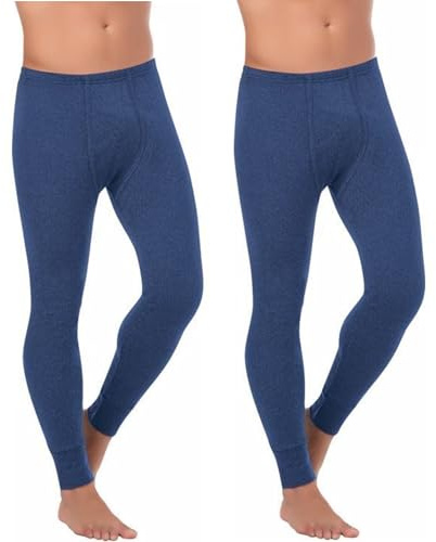 BestSale247 Termounderkläder för män, långa (2-pack) – innerfleece varma vinterunderkläder, skidunderkläder bomull, blå, M