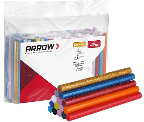 Arrow Mini Hot Glue Sticks, 200 Pack Multi Colored Glue Gun Sticks, Hot Melt High Viscosity All-Purpose Gun Stick in 15 Colors for DIY Art Craft