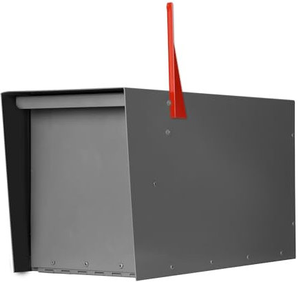Ilyapa Moderner Briefkasten für Pfostenmontage, grau mit grauer Tür, strapazierfähiger, pulverbeschichteter Stahl, wasserdichter Briefkasten für Bordsteinpakete, korrosionsbeständig, mit versenkter