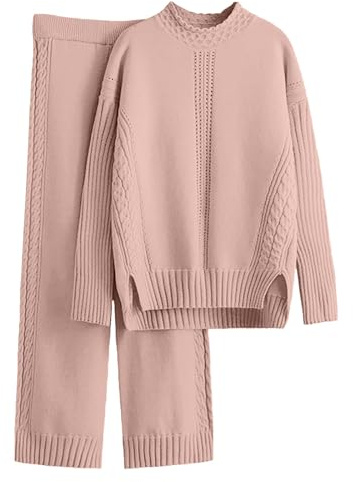MJGkhiy Coordinato Tuta Donna In Maglia Casual Due Pezzi Completo Maglia E Pantalone Completo Tuta Elastico Cotone Maglioni Tuta Da Casa Invernale Donna Morbida
