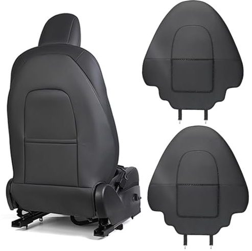 RWRAPS 2 Pieces PU Leather Back Seat Protector for Tesla Model 3/Y/S/X, Waterproof Backseat Kick Protector Covers with Storage Pocket Scratchproof Pad Protection