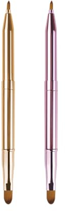 JIHUOO 2 Stück einziehbare Lippenpinsel, doppelseitig, Lippen-Make-up-Pinsel, Reise-Lippenstift-Pinsel, Doppelend-Lipgloss-Pinsel, Lipliner, Konturpinsel, Lippenstift-Applikatoren mit Kappe