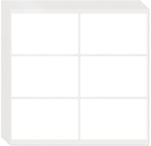 FINDAT 60 PCS White Sticky Labels 102×62mm Vinyl Rectangular Stickers Waterproof Self-Adhesive Removable Decals for Office Warehouse Business
