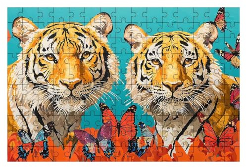 Puzzle 1500 Teile Tiger, Schmetterling Puzzle 1500 Teile Erwachsene, Puzzel für Die Ganze Familie, Klassische Puzzles Geschicklichkeitsspiel, Holzpuzzle Geschenke für Frauen Geschenke für Männer -1881