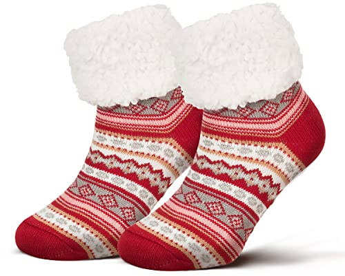 Piarini 1 par de calcetines de peluche con suela de ABS, cálidos calcetines para mujer, calcetines de cabaña, calcetines de invierno con puntos antideslizantes