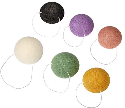 Vtrem Konjac Sponge Set 6 Pack Semi Spherical Exfoliating Facial Sponges Organic Skincare Face & Body Cleansing 100% Natural Konjac Sponges Tool Massage, Cleanse & Soften Delicate Skin