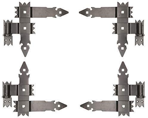 KOTARBAU® 4 x Bisagras de esquina forjada, Herraje para contraventanas, puertas, Bisagras en L 250x250, Bisagras para contraventanas de madera, Bisagras decorativas, retro, 4 Goznes con pernios, Negro