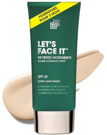 Shakeup Cosmetics - Getönte Feuchtigkeitscreme für Herren, SPF25, 24 Stunden Feuchtigkeitszufuhr, mattierend, einfache Anwendung, veganes Make-up, 50ml (Extra Light, 50ml)