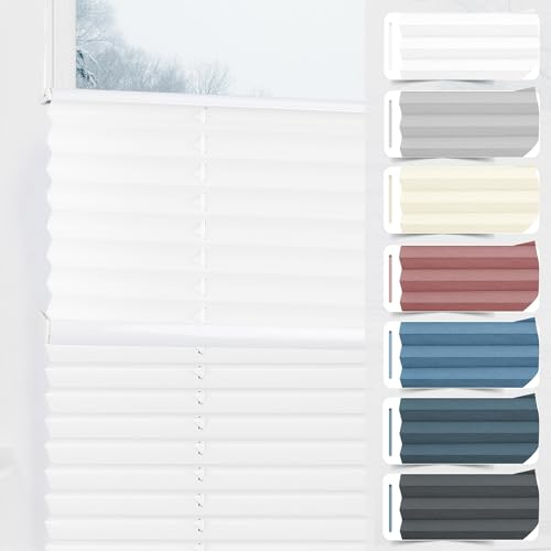 bobodeco Day Night Plissee Doppelplissee ohne Bohren Verdunkelung Klemmfix, 35x100 cm(BxH) Weiß-weiß Thermo Plissees 100% Verdunkelnd & lichtundurchlässig Aluminium für Fenster & Tür