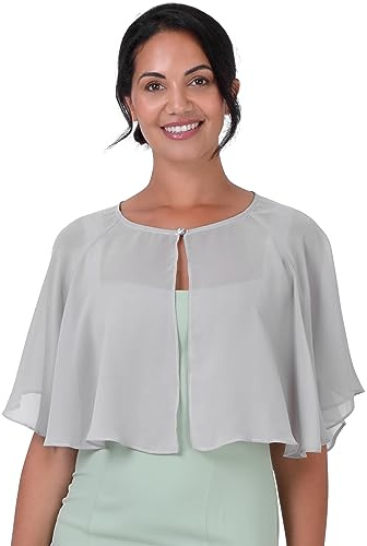 BlackButterfly Chiffon Cape Damen Hochzeit | Halbtransparent & Weich, Ein Knopf Am Ausschnitt, Bedeckt Die Schultern, Feiern & Abendgarderobe, Einheitsgröße