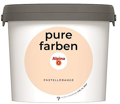 Alpina pure farben Wandfarbe – Pastellorange – strapazierfähige und atmungsaktive Innenfarbe – ergiebig, gut deckend & reinigungsfähig – 2,5 Liter