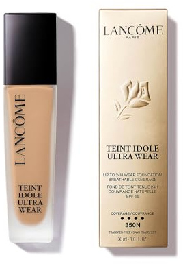 Lancôme Teint Idole Ultra Wear 350N, feuchtigkeitsspendende Full Coverage-Foundation in Beige mit natürlich mattem Finish, bis zu 24 Stunden Halt, geeignet für alle Hauttypen, 30ml