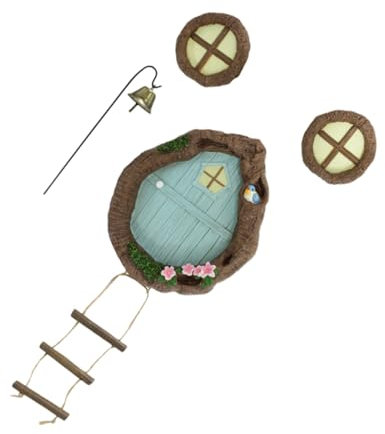 FONDOTIN 1 Satz Leuchtende Baumlochtüren und -Fenster Bastelornamente Feengartentür Weihnachtsdekorationen im Freien Modelle Miniatur-Szenenrequisite Modelldekor Fenstertür die Blumen Holz