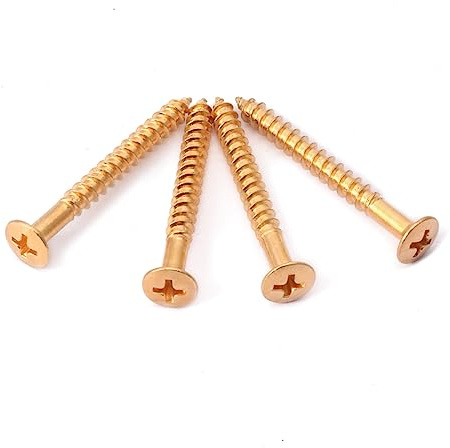 Gitarrenhalsplattenschrauben Y06 4 Stück für Gitarrenhalsplatte, Gold | Metallausführung, Einfache Montage, Zubehör für Gitarrenhalsplatte, Feine Struktur, Glänzende Optik