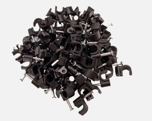Generic 3.5mm Black Round Cable Clips Wire Nail Clips Holder Cable Management Wire Tidy for Ethernet Electrical Cables Wires 3.5mm Black Round Cable Clips 100 Pack