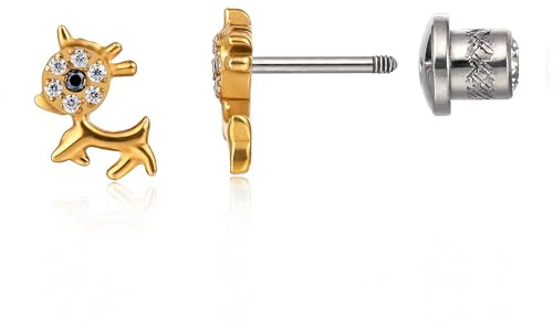 Limerencia G23 Hypoallergen Titan CZ Ohrstecker mit Schraubverschluss,Nickelfreie Gesundheitsstecker Medizinische Ohrringe für Damen Empfindliche Ohren