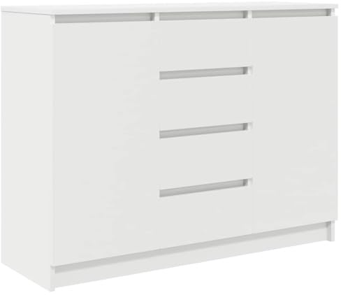 vidaXL Skänk med lådor vit 100,5x35x76 cm konstruerat trä, förvaringsskåp, sideboard skåp, hall skåp, bufféskåp, kök förvaringsskåp