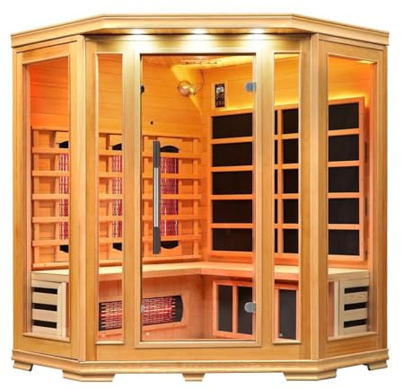 Vidalux Solara 4 Person Corner Full Spectrum Infrared Sauna with Complete Heat