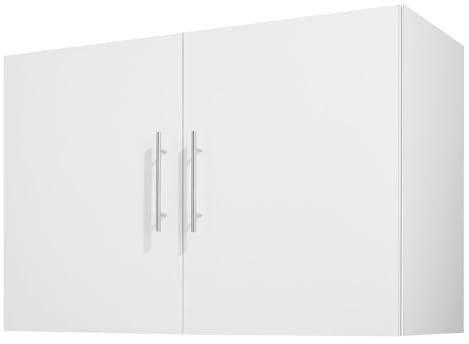 VEVOR Laundry Room Wall Cabinet, 2-Tier Wall Mounted Hanging Cabinet with Adjustable Shelf, 36 in Cupboard Storage with 2 Doors, for Kitchen, Bathroom, Laundry, 16 x 36 x 24 in (D x W x H), White