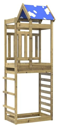 vidaXL Torre de Juego Marrón Madera Sólida Impregnada, Soluciones Modernas, Elegantes y duraderas para Sentarse en casa, la Oficina y al Aire Libre; brindando Comodidad y Calidad en Cada Uso.
