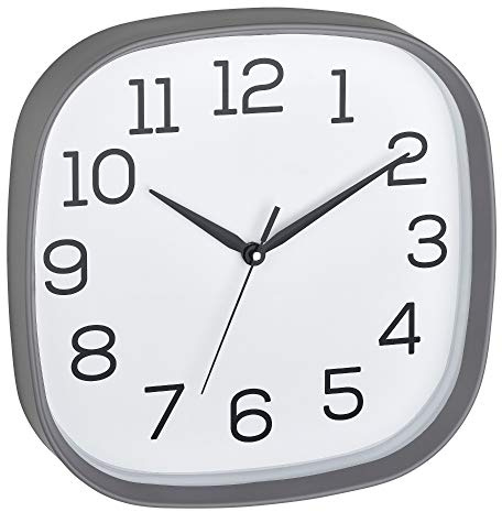 TFA Dostmann Analoge Wanduhr, 60.3053.10, mit lautlosem Sweep-Laufwerk, Glasabdeckung, grau, (L) 295 x (B) 55 x (H) 295 mm