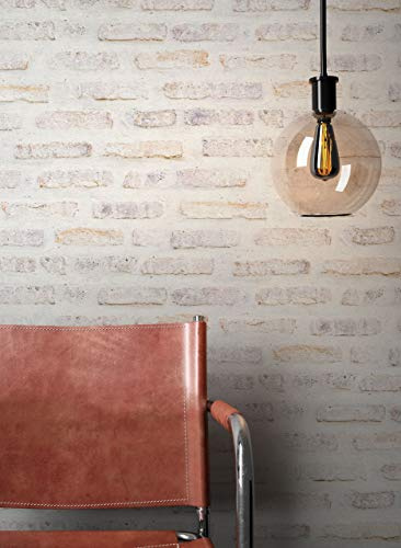 Newroom Vliestapete Beige Steintapete Modern Wohnzimmer | Sichtmauerwerk-Optik, Fugen sichtbar, Relief-Prägung, Creme-Weiß mit Rostakzenten, Industrial Loft Mustertapete, ansatzfrei