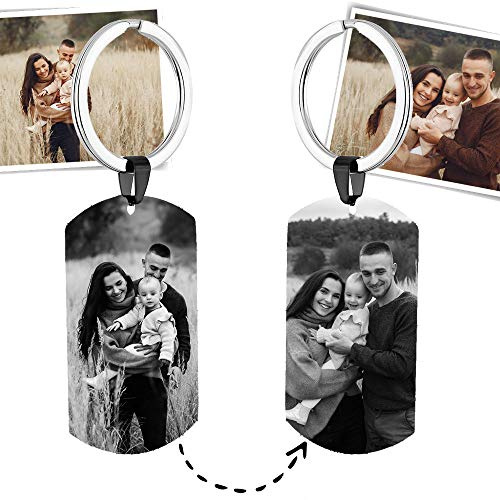 Schlüsselanhänger mit Bild Gravur 2 Seiten auf Vorderseite & Rückseite Geschenk - inkl. Fotogravur Bildgravur - Edelstahl SA50bb - mit AMAZON KONFIGURATOR gestalten !