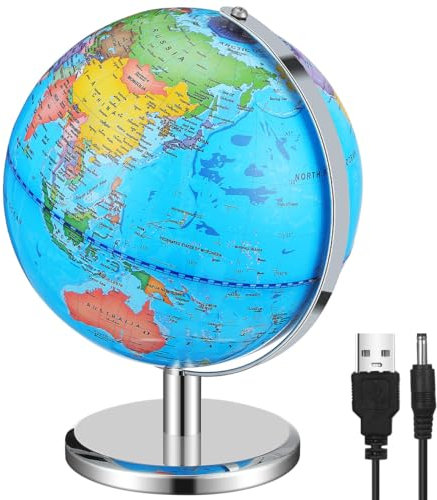 Illuminated World Globe with Stand Built- in LED Light Educational Globe Geographic Globes Night Light Nursery Deocr for Birtdhay