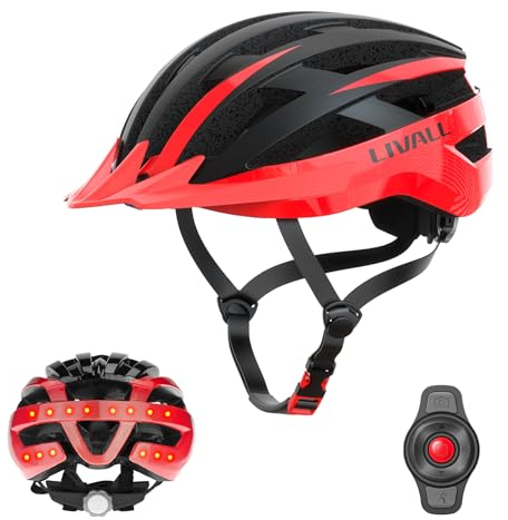 Smart Fahrradhelm mit LED Rücklicht und Blinker, Bluetooth Fahrradhelm mit drahtloser Fernbedienung, SOS-Warnung und eingebautem Mikrofon und Lautsprecher, Erwachsene Herren und Damen