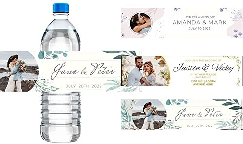 Personalisiertes Foto-Hochzeits-Wasserflaschen-Etiketten-Aufkleber – 50/100 Stück Personalisiertes Hochzeits-Aufkleber-Wasserflaschen-Etiketten Mit Individuellem Foto-Namen Und Hochzeitsdatum, 50 S
