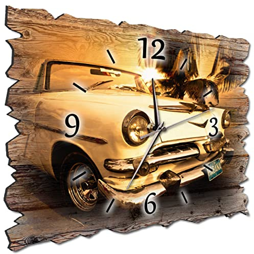 Bilder-Manufaktur BM Holz Funk Quarz Quarzwanduhr Wanduhr Funkwanduhr Funkwanduhren Funkuhr Funkuhren kein Ticken lautlos geräuschlos leise modern ohne Tickgeräusche groß XXL H1e-10017