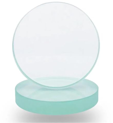 Gixufueo 5.12（130MM） Flat Round Tempered Glass Round Polished Edge Glass 0.59 （15MM） Thickness Glass Lens 2PCS, Transparent
