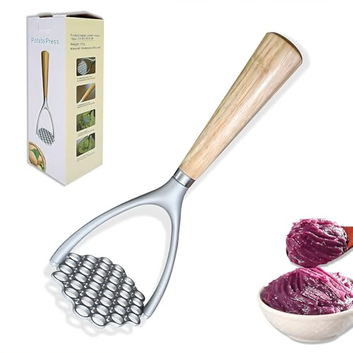 Upgrade Heavy Duty Kartoffelstampfer, Hand Kartoffelstampfer Küchenwerkzeug/Lebensmittelstampfer mit rutschfestem Holzgriff, perfekt zum Stampfen von Wurzelgemüse, Bohnen, Avocados, Obst, Fleisch und